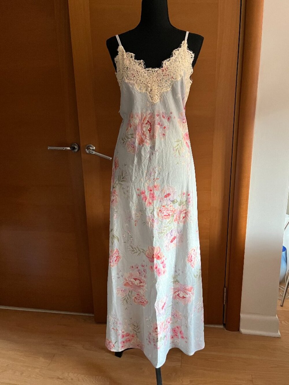 Caroline Constas Linen Blend and Lace Floral Slip Maxi Dress Small NWT - Picture 4 of 7